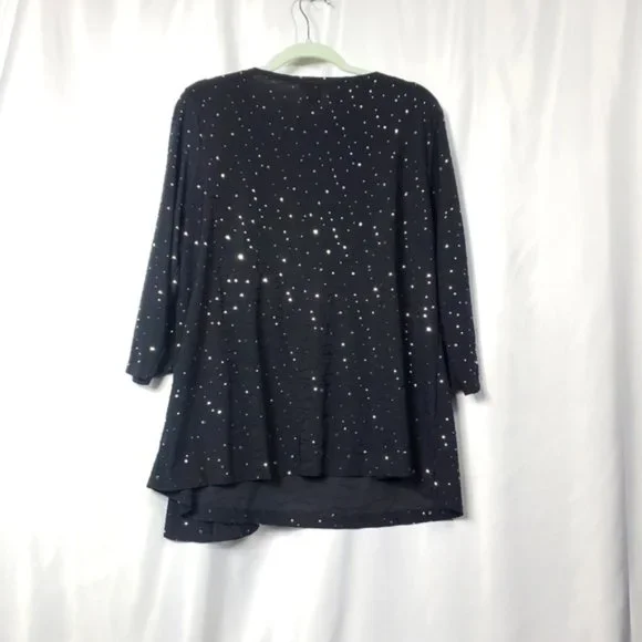 Susan Lawrence size 2X black sparkly top - Picture 6 of 8